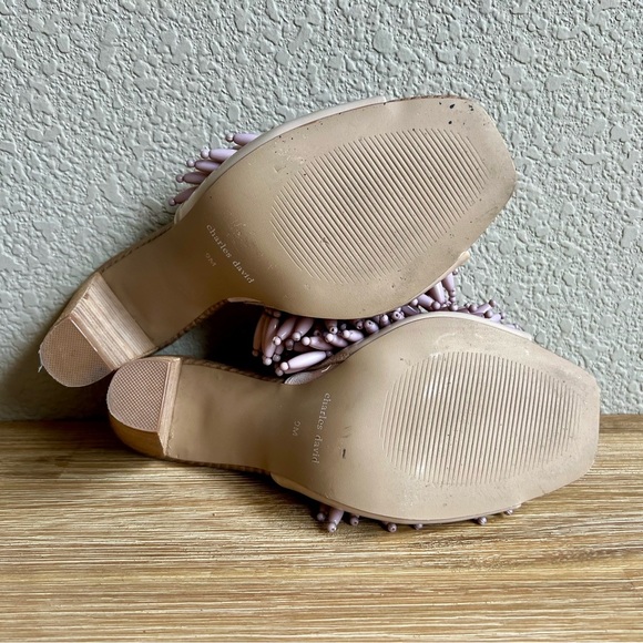 Charles David HOTTIE SANDAL size 9 beaded block heel slide - Picture 11 of 13